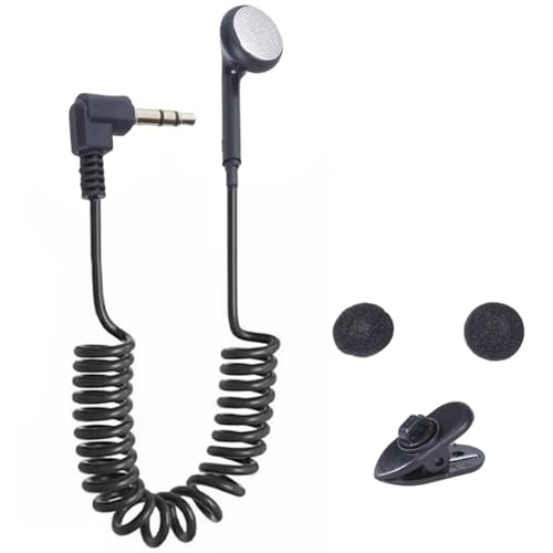 Auriculares de alambre de resorte de una sola cara, auriculares estéreo a mono | Auriculares individuales de 3,5 mm | Tapones para los oídos con aislamiento de ruido | Cable de resorte retráctil |