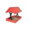 Poly Plastic Hanging Fly Through Bird Feeder Covered Fly Thru Mesh Tray Wild Bird Feeder Amish Made in USA Hanging Red Black