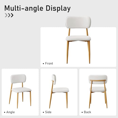 Image of weselon Mid-Century Modern Dining Chairs Set of 6, Upholstered Velvet Dining Room Chairs with Ergonomic Barrel Back, Wood Grain Metal Frame with Adjustable Feet (Natural Frame+Gray White Seat, 6)