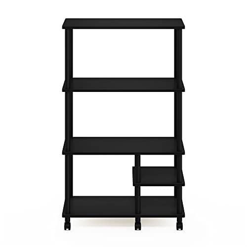Furinno Turn-N-Tube 4-Tier Toolless Multipurpose Printer Stand Display Storage Shelf with Wheels, Americano/Black - image 4