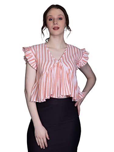 Image of GRECIILOOKS Tops for Women - Cotton Lining Pattern Stitched Regular Fit T-Shirt with Fancy Sleeve for Girls,Suitable for Festival,Office,Travelling,Dating,Regular Fit T-Shirt for Ladies(Pack of 1)