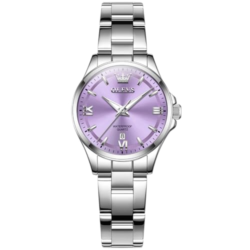 Image of OLEVS Quartz Watch Women Silver Stainless Steel Waterproof Luminous