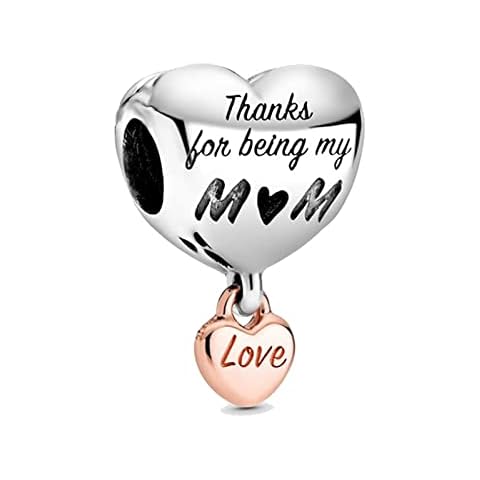 EIF DOCK 925 Sterling Silver Love You Mum Heart Charm ​Fit for Pandora Bracelets Girl Jewelry Beads Gifts for Women Bracelet&Necklace Valentine's Day Gift Cover