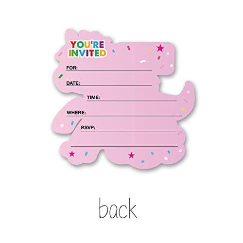 Cute Unicorn 3Rd Party Invitations With Envelopes, 20 Set Unicorn Three Shaped Invitations Girl Third Birthday Kids Party Invites Supplies Favors, Double-Sided #TOP1