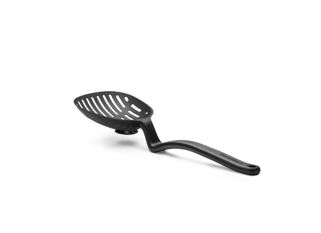 Dreamfarm Lestrain 2-In-1 Cucchiaio forato da Cucina con meccanismo Raccogligocce - 11" Nero