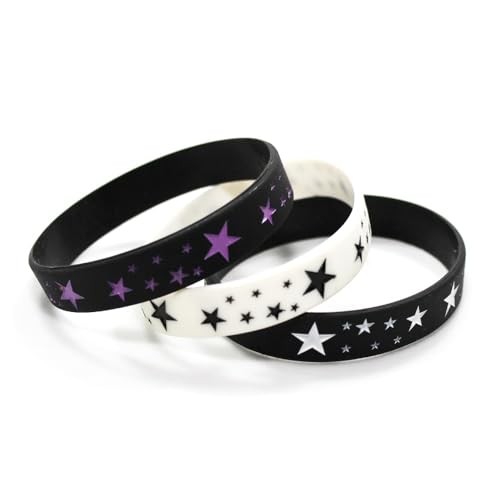 Caiyao Silicone Wristbands Bracelets Poker Star Y2K Funny Wristbands Decoration for Women Men Teen Friends Gift-3Pcs Star3