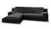 Produktbild Ecksofa Aldo mit Glasregal, Couchgarnitur mit Bettfunktion und Bettkasten, Sofagarnitur, Couch mit Schlaffunktion, Big Sofa (Schwarz + Graphit (Soft 011 + Inari 94), Ecksofa Links)