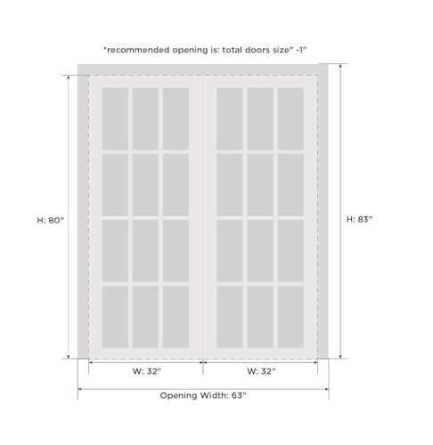 Image of Sartodoors Interior Door 3094 Closet Bypass Doors White with Black Opaque Glass Solid MDF Modern Design 64 x 80 in