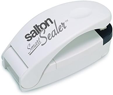 Salton SmartSealer 2-in-1 Bag Sealer and Cutter for Chip Bags, Reseal and Cut Food Storage Snack Bags, Handheld and Portable, White (BS1442)