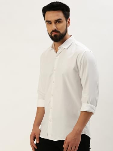Image of SHOWOFFFF Men Self Design Casual Shirt | Spread Collar Full Sleeves Cotton Shirt for Mens | Slim Fit Regular Length Shirt for Men's