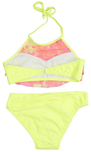 Image of ToBeInStyle Girls' Two Piece Halter Top Flowy Mesh Bikini & Bikini Bottoms
