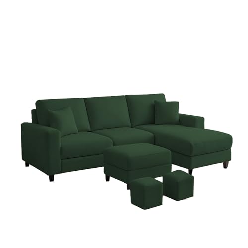 Image of Casaliving Rolando Seater L Shape Sofa Set for Living Room Left Side (Green, 4 Seater with Ottomon - RHS)