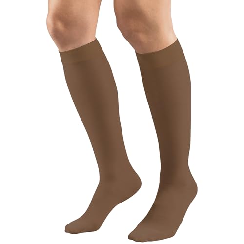 Image of Truform Sheer Compression Stockings, 15-20 mmHg, Women's Knee High Length, 20 Denier, Espresso, 2X-Large