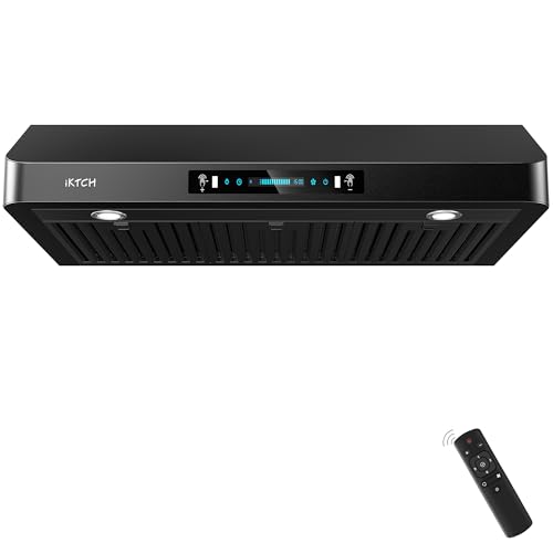 Image of IKTCH 36 inch Black Under Cabinet Hood, 900CFM Vent with Gesture & Touch Control