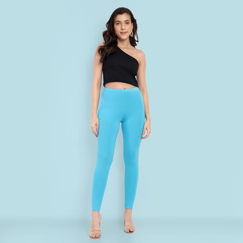 Image of ONE SKY Women Full Length Leggings | Cotton Modal Spandex Blend | High Waist Stretchable & Bio-Washed Fabric | Colour-Lock Technology | Comfortable Leggings for Women