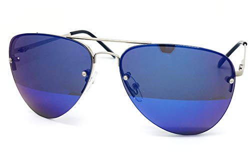 1398 Premium Teardrop Rimless Mirror Metal Aviator Sunglasses Womens Mens