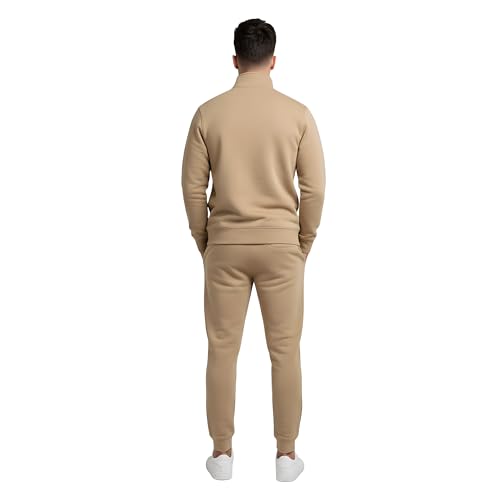 Image of BOLD FITNESS Men's Quarter-Zip Fleece Sweatshirt and Sweatpants Set, Drawstring Waist, Athletic Warm & Comfortable Joggers & Pullover Full Sleeve Winter Wear Half Zipper