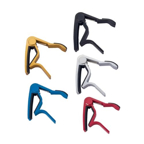ifundom 5 pièces Lot de Capodastres pour Guitare Alliage Aluminium Pince Portable pour Ukulélé et Instruments à Cordes Surface Lisse Écaille Accessoires pour Guitare Couleur Aléatoire