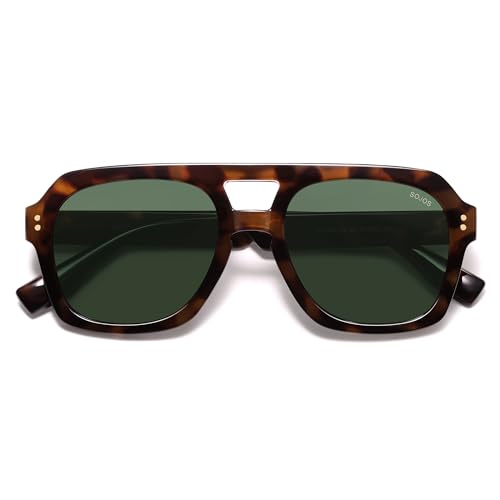 Image of SOJOS Retro Thick Polarized Aviator Sunglasses for Women Men, Large Trendy Bold Square Pilot Shades SJ2385