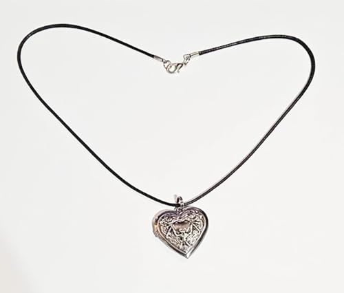 Silver Bat Heart Locket Pendant Necklace3