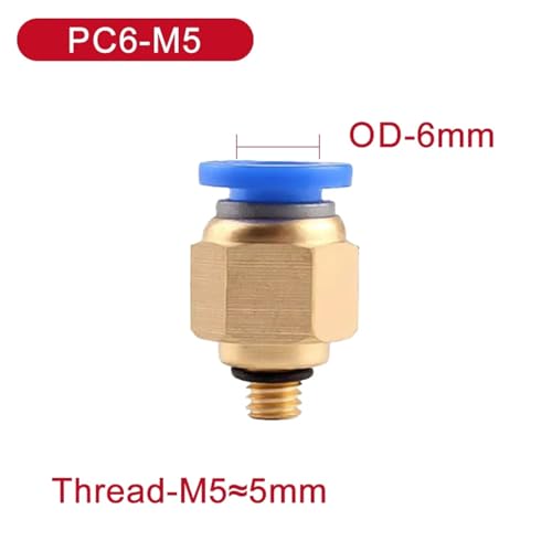 Rácor recto neumático PC 6mm M5 acoplamiento instantáneo para tubería 3