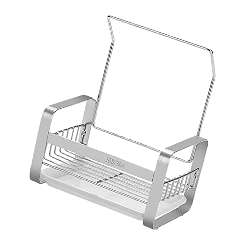 Gcljlmy Soporte para estropajos de cocina con estante organizador para desagüe (plata S)