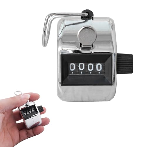 Handzähler Zähler, Zähler Klicker, Reihenzähler Stricken, Handzähler, Fingerzähler, 4-Stellige Metall Zähler, Klicker Counter, für Personenzähler, Coaching, Fitness Sport Training Schul (1 Stück)