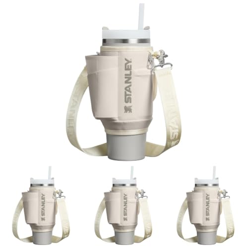 Image of STANLEY All Day Quencher Carry All for Tumbler with Handle | Crossbody Bag with Phone Holder Pocket,Card Sleeve&Detachable Strap|Water Bottle Carrier Bag|BPA-Free | Cream, 30 Ounces (Pack of 4)