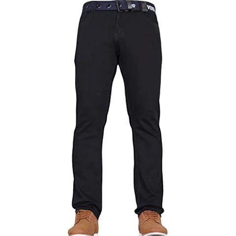 New Void London Mens Branded Basic Straight Fit Bargin Deal Denim Jeans Pants All Waist and Leg Sizes Black (with Belt) 32W X 32L Cover