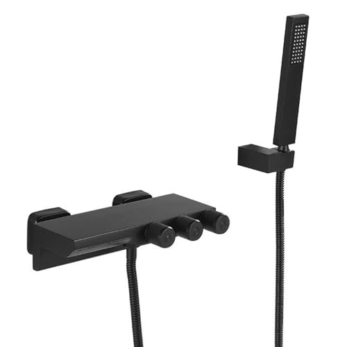 Robinet de bain cascade en laiton avec inverseur douchette et régulation thermique