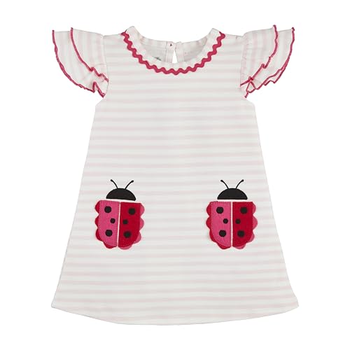 Mud Pie Baby Girls Children's Ladybug Tshirt Dress Pink Stripe