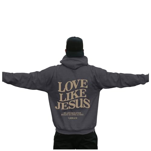 Love Like Jesus Hoodies for Men Christian Religious Sayings Pullover Sweater Trendy Bible Verse Fall Preppy Outfit