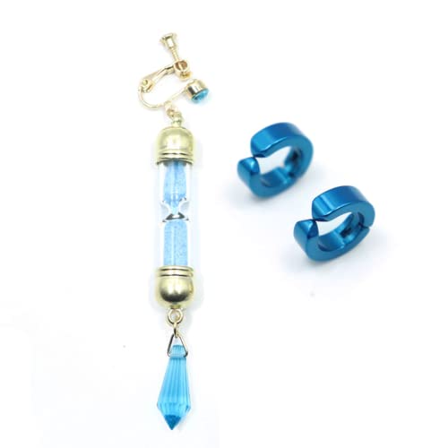 Le pour Étude de Cas de Boucles d'Oreilles Vanitas Accessoires Anime Cosplay Sablier Cristal Goutte Boucle d'Oreille Clip Clous Bijoux