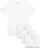 Mens Undershirts - 4 Pack Lightweight Breathable Cotton Mens Shirts Crew Neck & V Neck Undershirts for Men (Sizes: S-XL)