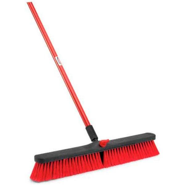 Libman 3136200 Push Broom with Resin Block - 24 in. - Medium-Duty Bristles - 805 - Pack of 4 - Red