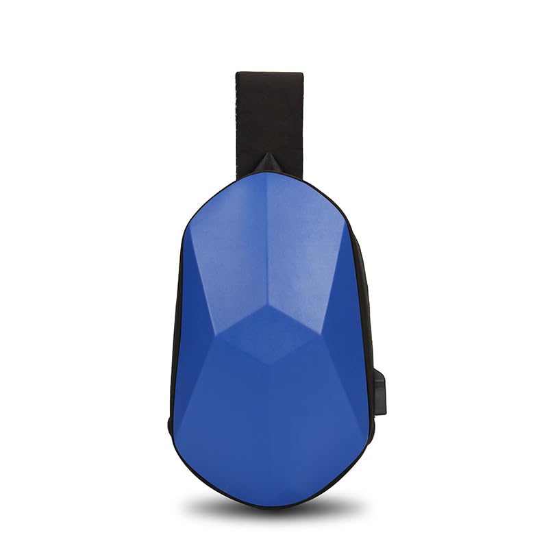syga Chest Bag Men And Women Messenger Bag Hard Shell Shoulder Bag Satchel Riding Bag With USB Headphone Port (BLUE)-picture-23