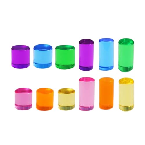 Luwecf レインボービルディングブロックセット 積み木おもちゃ レインボーアクリルGEMシリンダーブロック 12個