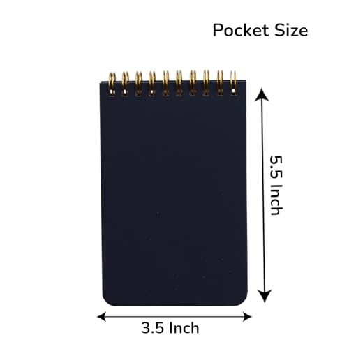 Image of INNAXA Small Pocket Notepad Ruled | Gold Wiro | Pocket-size Note Pad Line,perfect for office,or personal use Notebook 60 Pages,80 GSM Paper (Black, Pack of 6)