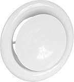 Vent Systems Difusor ajustable de metal blanco de 6 pulgadas, cubierta redonda de ventilación de suministro de aire para pared, conducto de techo, deflector de ventilación de aire de registro en línea