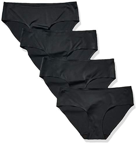 Amazon Essentials Women's 4-Pack Seamless Bonded Stretch Hipster Panty, Black, L