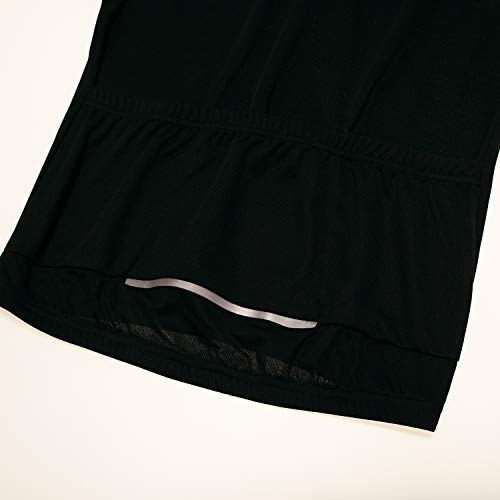 Camisa masculina de ciclismo de manga curta – Camisa de ciclismo meio zíper refletida à noite, Preto