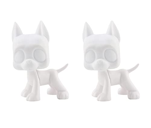 Lps Base, Lpsloverqa Lps White Cat And Dog Deer Base Model Pure White Blank Sample Kitten Puppy Can Draw Pattern Paint By Yourself Action Figure Toy Kids Gift Pack Of 2 (Great Dane Base) #TOP3