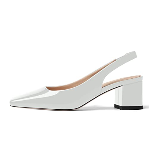 FOGEENA Womens Square Toe Patent Party Solid Dress Slip On Chunky Leather Low Heel Pumps Shoes 2 Inch2