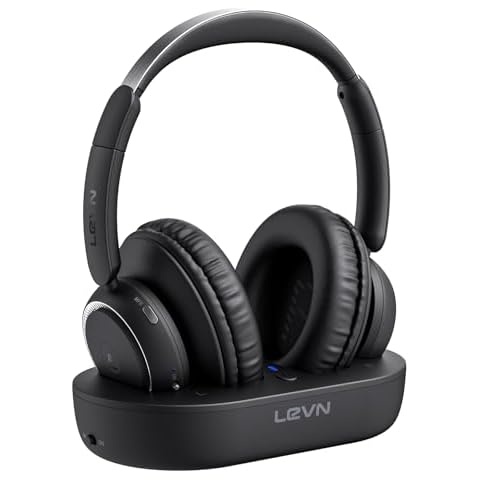 LEVN Wireless Headphones for TV Watching, TV Headphones Wireless for Seniors with TV Transmitter Charging Base, Hearing-impaired, No Audio Delay Blutooth Headphones, Plug and Play, Gifts for Elderly Cover