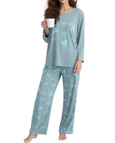 Image of Womens Pajama Sets Soft Lounge Set Heart Ladies Pajamas Pants Sleepwear with Pockets Soft Pjs for Women Set