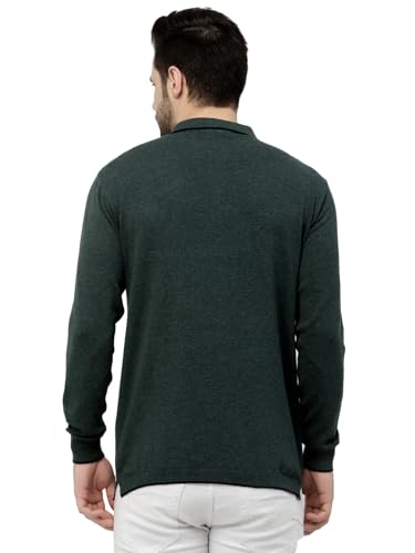 Image of Kalt Mens Basic Solid Full Sleeves Polo Cotton Blend Knitted Regular Fit Polo-Neck T-Shirts with Collar Stylish