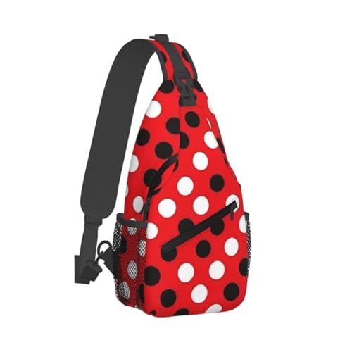 Bolso Bandolera Red White Polka Dot para Viaje y Senderismo miniatura 2