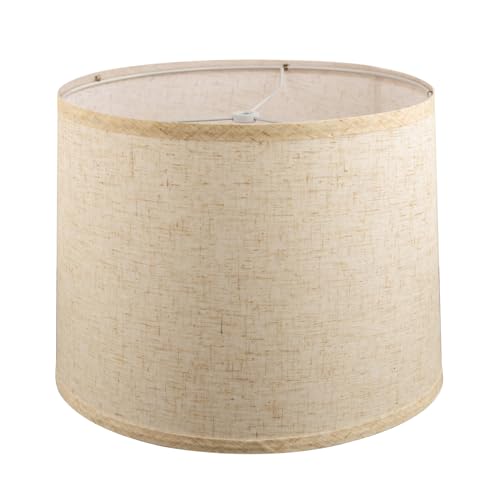 LgowithU Stoff Lampenschirm, Mittlerer Trommel Lampenschirm für Tischlampe Wandlampe Nachttischlampe und Stehlampe, Naturleinen Hardcover Handgefertigt, 13" x 13" x 8" Spider (Weiß-3)