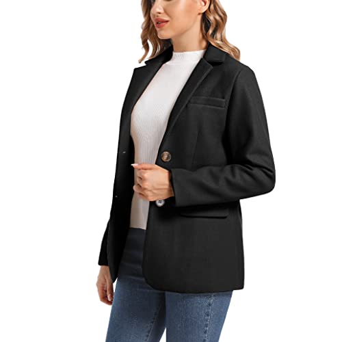 Women's Notch Lapel Two Button Wool Blend Blazer Suit Jacket3