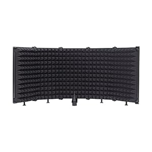 Microfoonisolatieschild, opvouwbaar opname Microfoonisolatorpaneel, MIC-opnameapparatuur, 3 Panelen Mic Acoustic Shield…